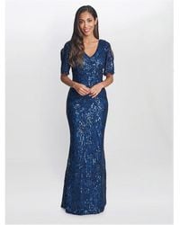 Gina Bacconi - Jeselle Long A-line Sequin Dress - Lyst
