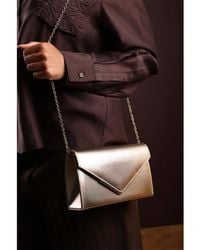 Where's That From - Wheres Metallic Clutch Bag With Flap Closure - Lyst