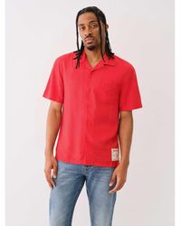 TRUE RELIGION - Camp Collar Short-Sleeve Plain Shirt - Lyst