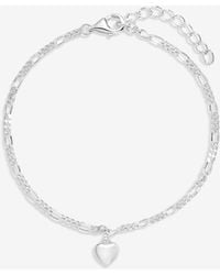 Simply Silver - Sterling 925 Fine Figaro Heart Bracelet - Lyst