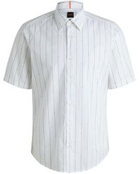 BOSS - Rash Stripe Short-Sleeve Patterned Shirt - Lyst