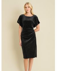 Gina Bacconi - Iris Studded Draped Velvet Midi Dress - Lyst