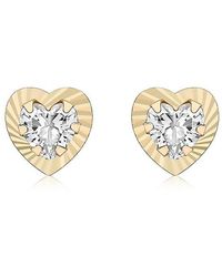 Be You - 9ct Heart Cz Studs - Lyst