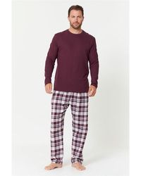 Studio - Long Sleeve T-shirt And Flannel Pants Pyjama Set - Lyst