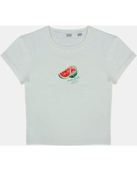 Jack Wills - Graphic Cotton Short Sleeve Crew Neck Print Crop Top - Lyst