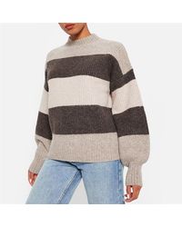 I Saw It First - Recycled Knit Blend Balloon Sleeve Stripe Jumper - Lyst