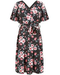 Mela London - Floral Wrap Skater Dress - Lyst