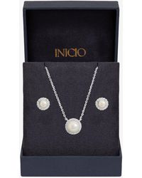 Inicio - Sterling Plated Pearl Halo Set - Lyst
