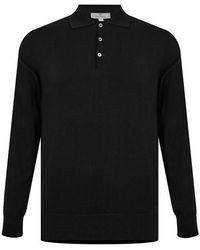 Canali - Long Sleeve Knit Polo Shirt - Lyst