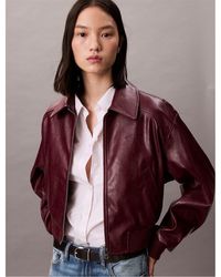 Calvin Klein - Cropped Faux Leather Jacket - Lyst