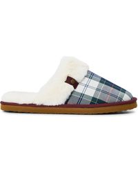 Barbour - Claudia T Tartan Faux Fur Mule Slippers - Lyst