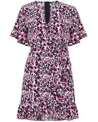 Mela London - Leopard Print Wrap Skater Dress - Lyst