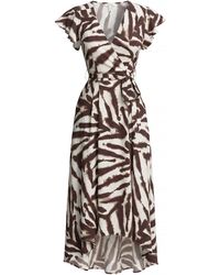 AX Paris - Animal Print Belted Wrap Midi Dress - Lyst
