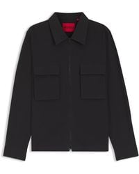 HUGO - Eselio Cotton Camp-Collar Short-Sleeve Oversized-Fit T-Shirt - Lyst