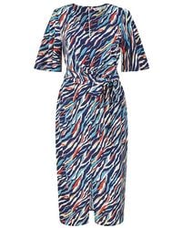 Yumi' - Zebra Stripe Midi Wrap Dress - Lyst