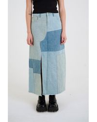 The Ragged Priest - Patchwork Maxi Denim Skirt - Lyst