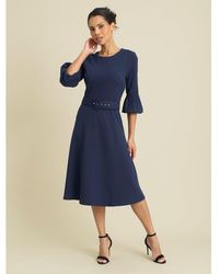 Gina Bacconi - Viv Jewel Neck Belted Flare Dress - Lyst