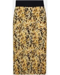 HUGO - Logo-waistband Pliss Skirt With Watercolor Print - Lyst