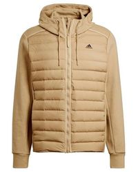adidas - S Jacket Varilite Hybrid Hooded Full Zip Jacket Beige Tone New Gt9209 - Lyst