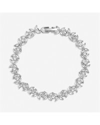 Jon Richard - Rhodium Plated Cubic Zirconia Floral Bracelet - Lyst