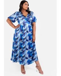 Lovedrobe - Satin Wrap Midaxi Dress - Lyst