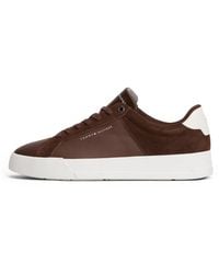 Tommy Hilfiger - Mixed Texture Leather Court Trainers - Lyst