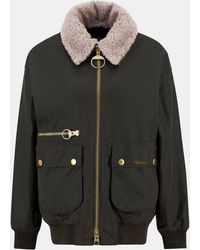Barbour - Maxine Waxed Bomber Long Sleeve Wax Jacket - Lyst