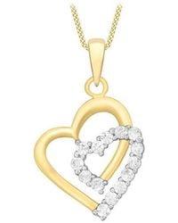 Be You - 9ct Double Heart Cz Necklace - Lyst