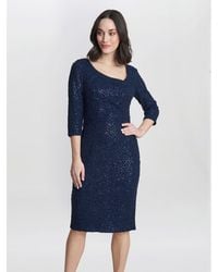 Gina Bacconi - Cassandra Sequin Lace Dress - Lyst