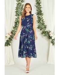 Yumi' - Floral Print Midi Skater Dress - Lyst