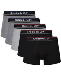 Reebok - Boxer Shorts In Anthracite/blue Matching Nylon Waistband And Moisture-regulating-pack Of 5 - Lyst
