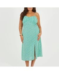 Brave Soul - Bs Plus Size Strappy Floral Midi Dress With Split Detail - Lyst