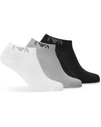 Emporio Armani - Monogram Cotton Ankle Socks 3-Pack - Lyst