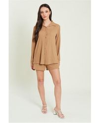 Be You - Textured Shirt And Short Set - Lyst