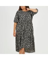 Brave Soul - Plus Size Short Sleeved Floral Midi Dress With Tiered Hem - Lyst