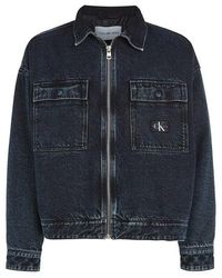 Calvin Klein - Padded Denim Zip Shirt Jacket - Lyst