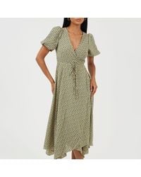Brave Soul - V-Neck Midi Floral Wrap Dress - Lyst