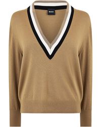 BOSS - Felipina Vn Knitted Jumper - Lyst