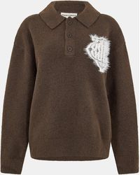 The Couture Club - Fluffy Knitted Long Sleeve Polo Shirt - Lyst