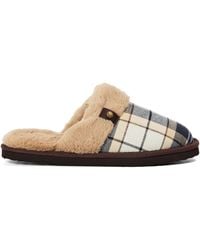 Barbour - Claudia T Tartan Faux Fur Mule Slippers - Lyst