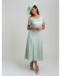 Gina Bacconi - Genny Cap Sleeve Midi Sequin Lace Dress - Lyst