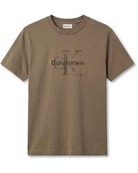Calvin Klein - Distressed Monogram Logo Cotton Short-Sleeve T-Shirt - Lyst