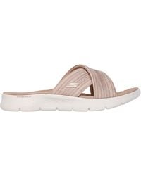 Skechers - Crossband Slide W Memory Foam Strap Flat Sandals - Lyst