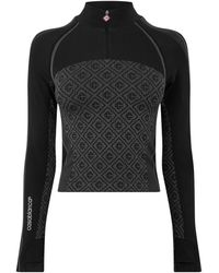 CASABLANCA - Mono 1/4 Zip Fine Knit Funnel-Neck Cropped Slim-Fit Top - Lyst