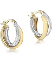 Be You - 9ct 2-colour Crossover Hoops - Lyst