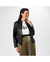Biba - Neru Collar Leather Long Sleeve Leather Jacket - Lyst