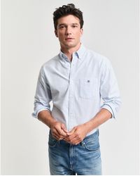 GANT - Banker Stripe Cotton Long Sleeve Oxford Shirt - Lyst