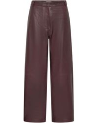 St. Agni - Leather Wide Leg Trousers - Lyst
