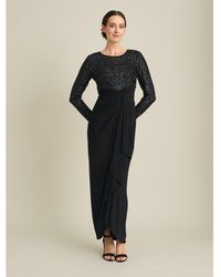 Gina Bacconi - Steffi Sequin Ruched Draped Maxi Dress - Lyst