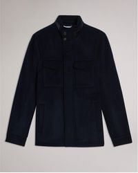 Ted Baker - Funnel Neck Overcoat - Lyst